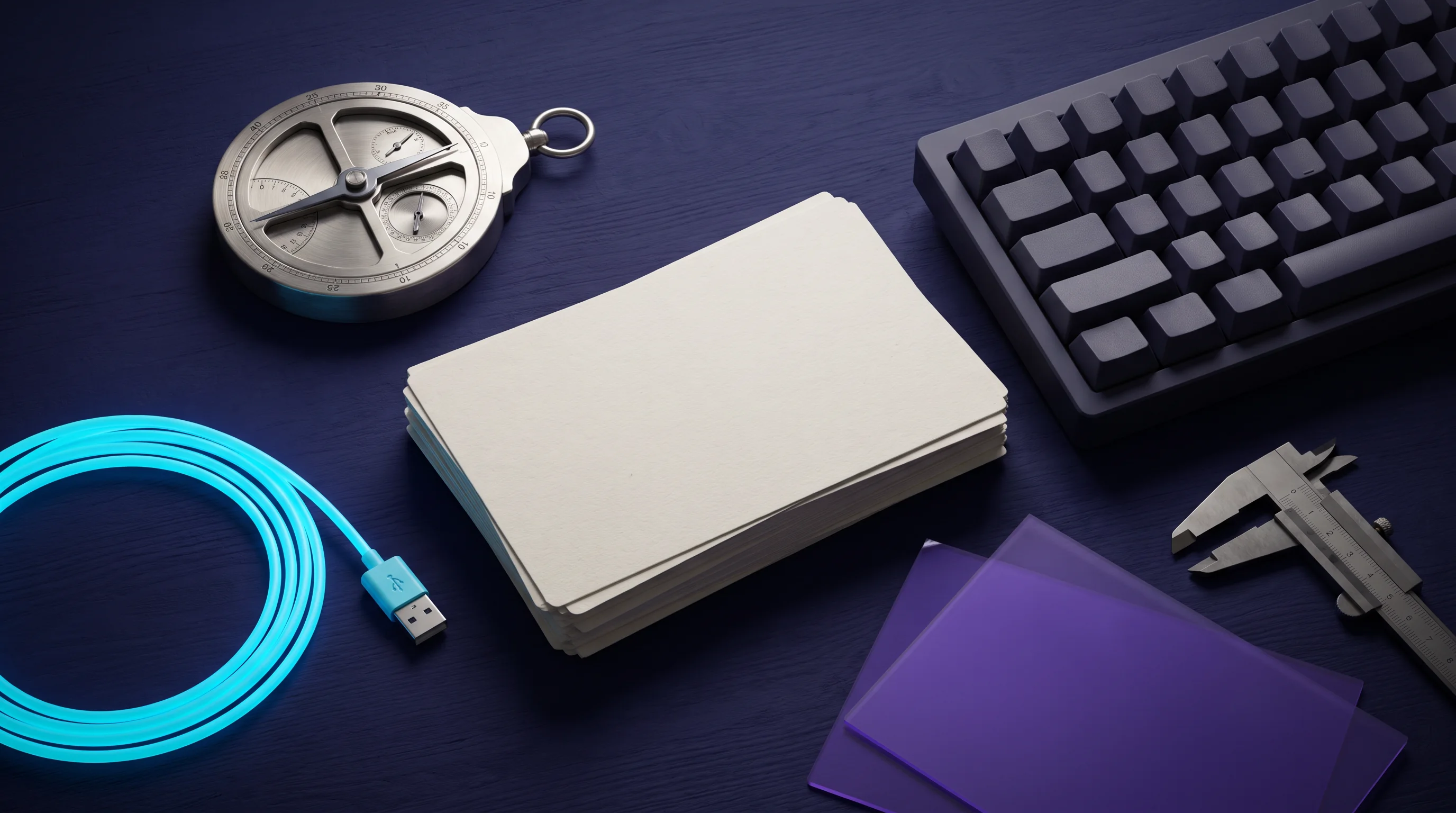 Notebook, cable and keyboard on an observation desk